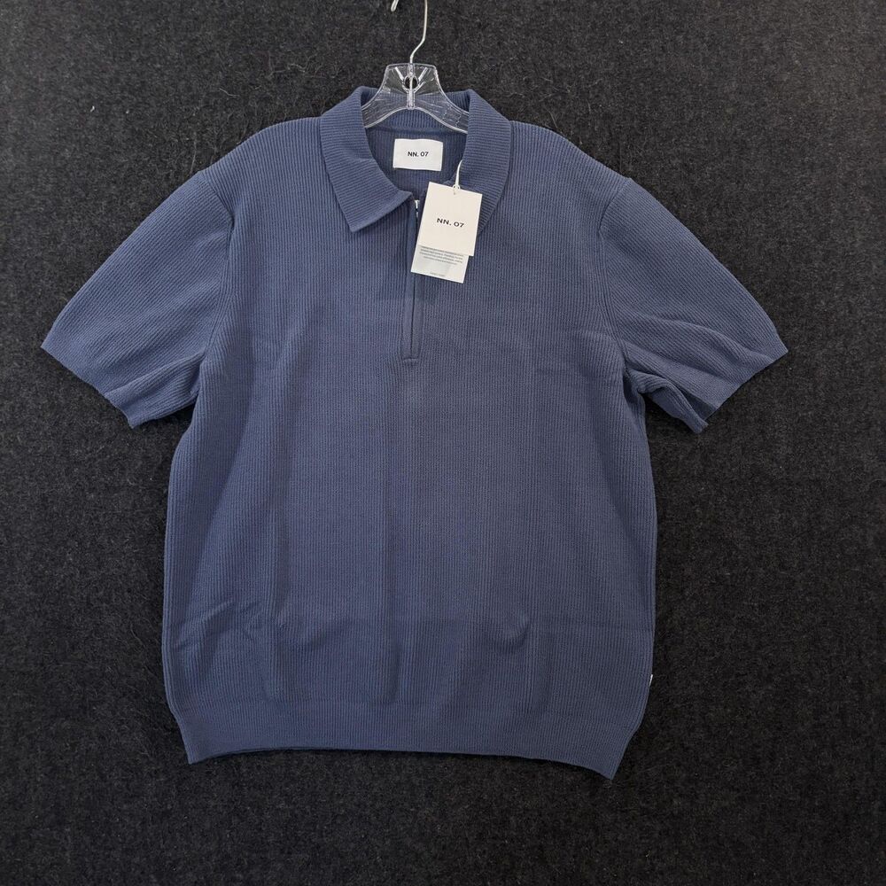 NN07 Danny Zip Polo Shirt Men's XL Blue Bering Sea Knit 1/4 Zip Ultra Soft